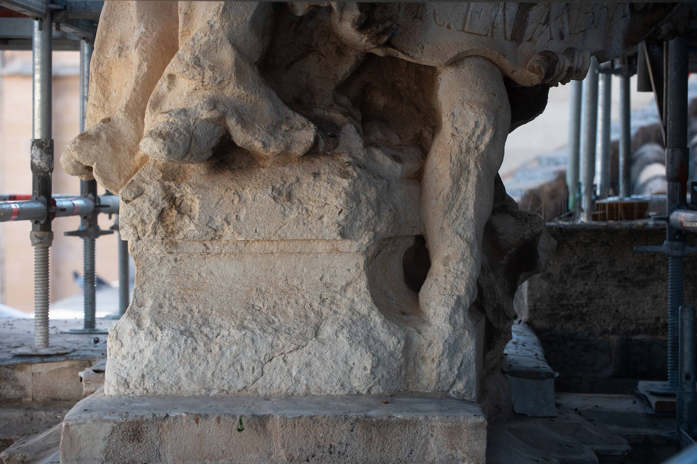 Las obras de restauración de la fachada de la Catedral de Murcia