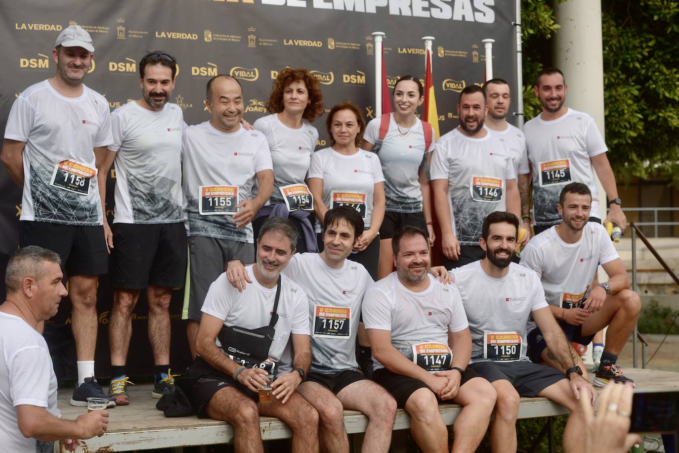 El podio de los participantes en la Carrera de Empresas de Murcia 2023