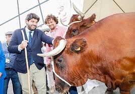 Fernando López Miras visita un estand de Sepor, este lunes, durante la inauguración.