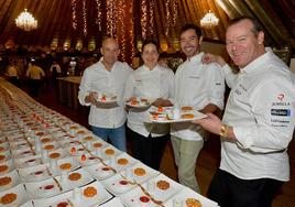 Los cuatro cocineros con estrella Michelin, este jueves por la noche en la cena celebrada en Cabaña Buenavista.