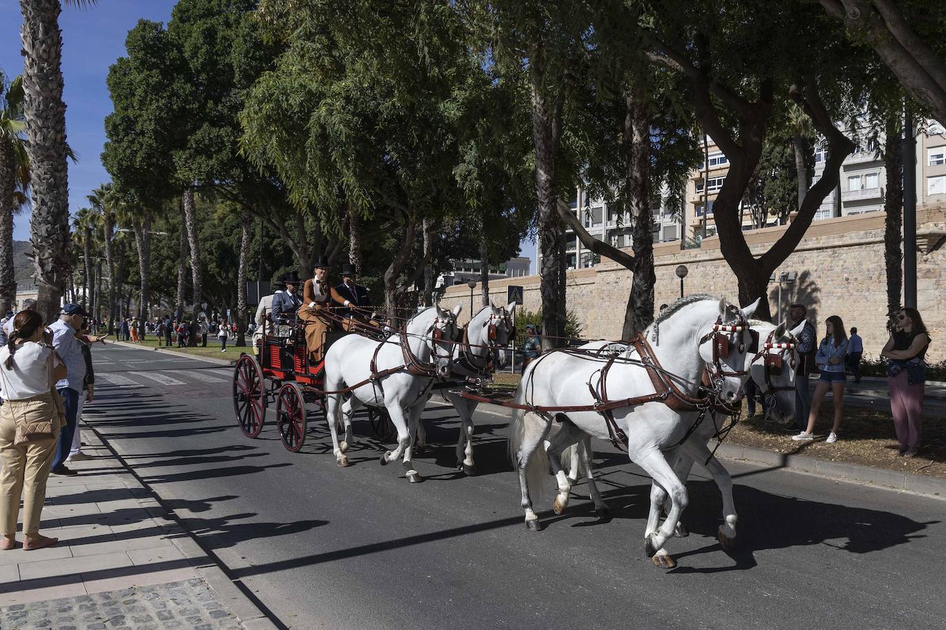 Enganches y carros de época cautivan en el Muelle de Cartagena