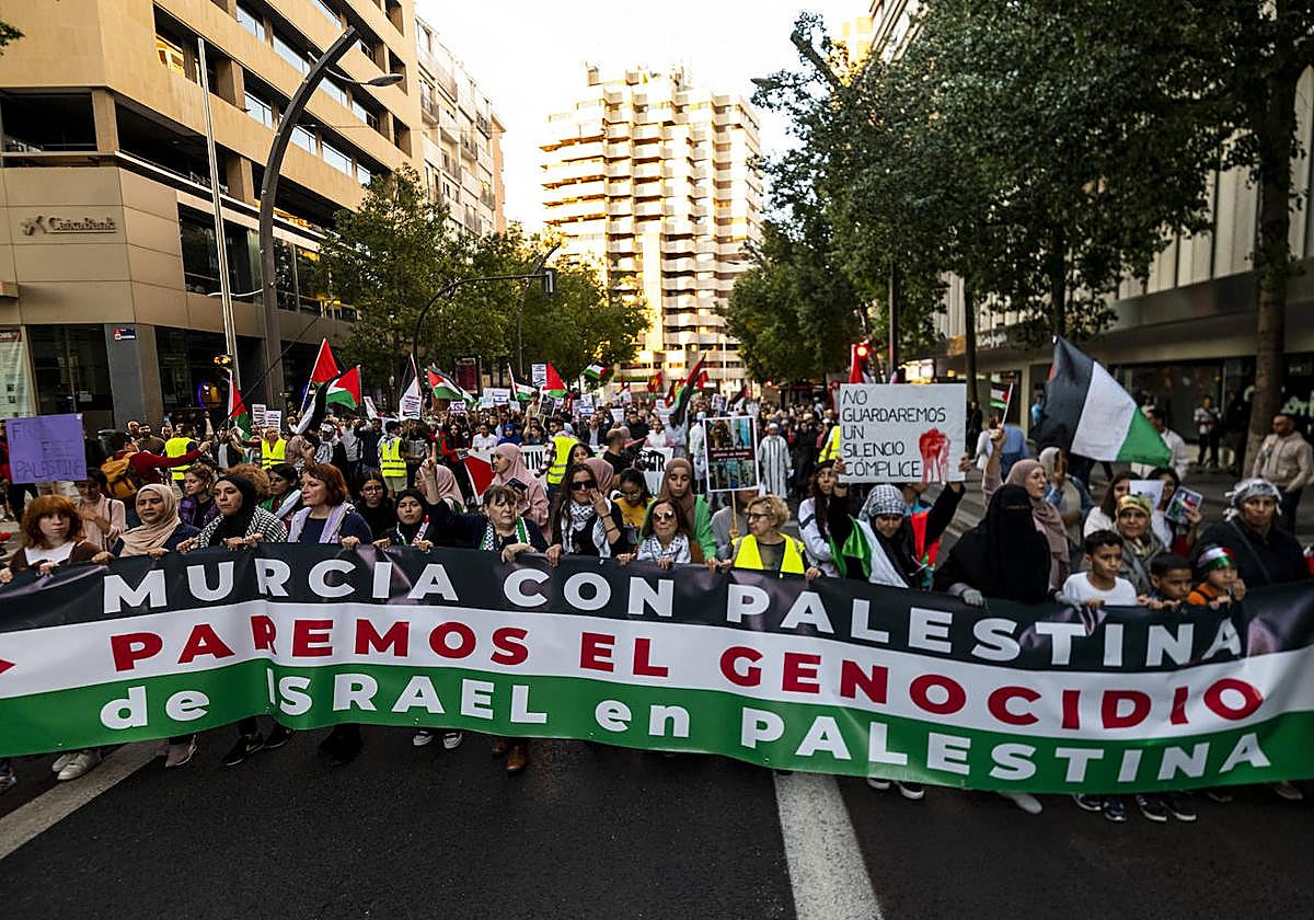 Las imágenes de la manifestación en Murcia en defensa de Palestina