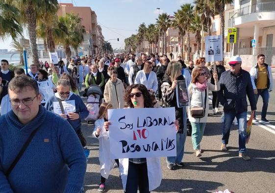 Protesta de los trabajadores del hospital, el pasado marzo.