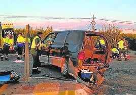 Accidente de una furgoneta en el que murió una persona en febrero del año pasado, en Abanilla.