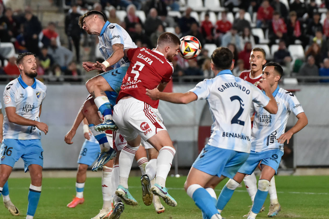 La derrota del Real Murcia frente al Málaga, en imágenes