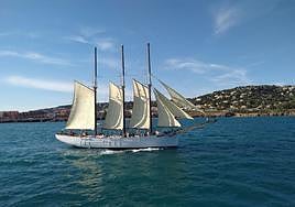 El pailebote Pascual Flores, durante una de sus últimas singladuras este año.