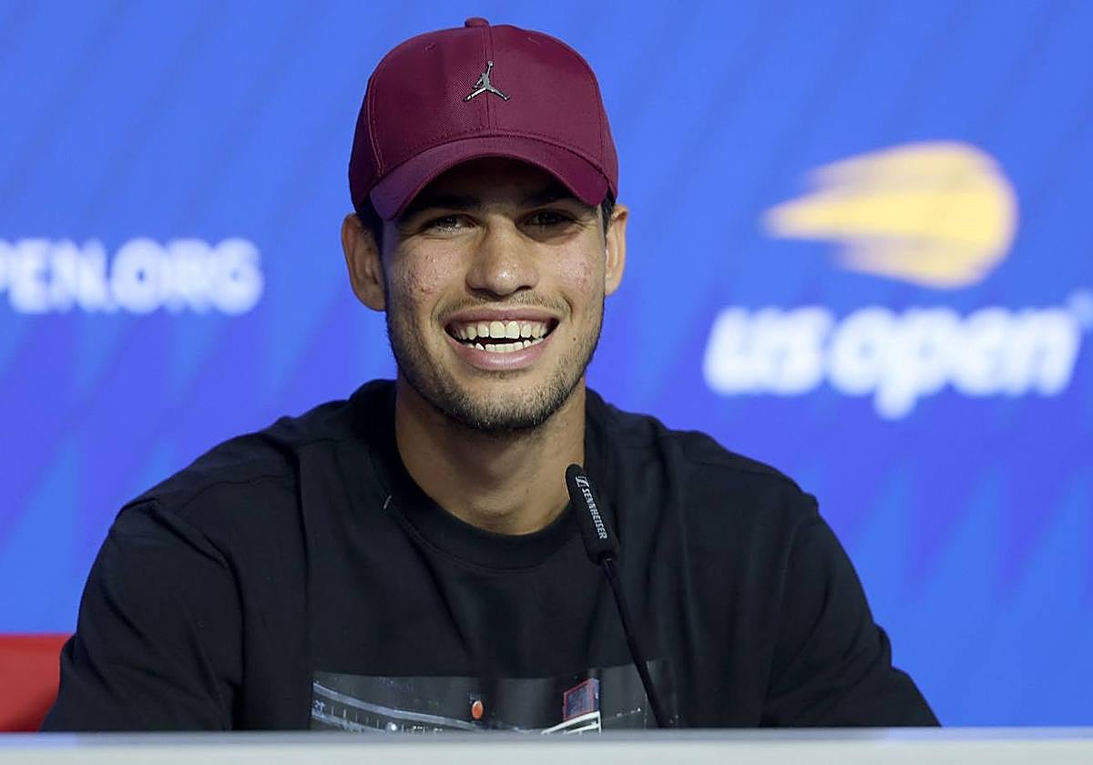 El tenista Carlos Alcaraz, en una rueda de prensa.