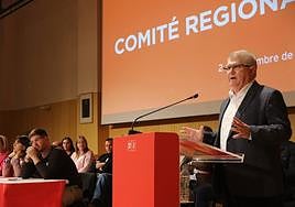 Vélez, este sábado, en el Comité Regional Extraordinario del partido.