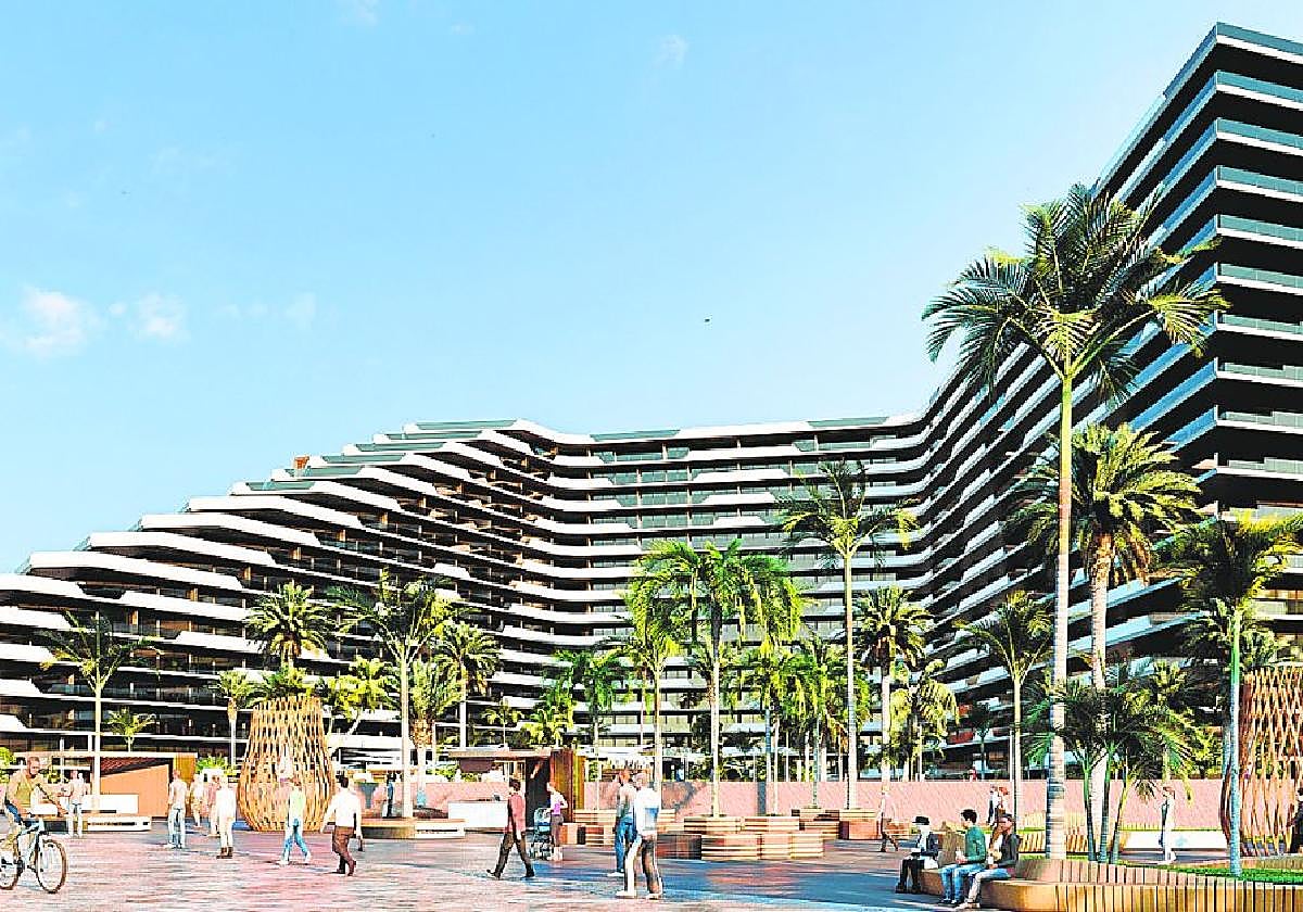 Recreación de una de las construcciones que se proyectan en el complejo hotelero Larimar, que impulsan en República Dominicana .