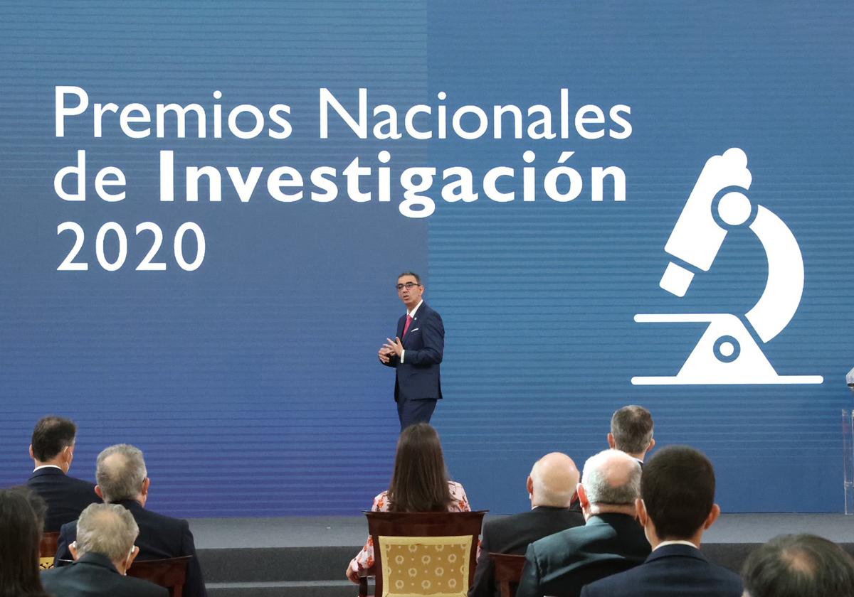 José Manuel López Nicolás en el Palacio Real de El Pardo, durante la entrega de los Premios Nacionales de Investigación 2020, donde pronunció ante los Reyes y premiados la conferencia 'La transferencia del conocimiento como clave del éxito'.