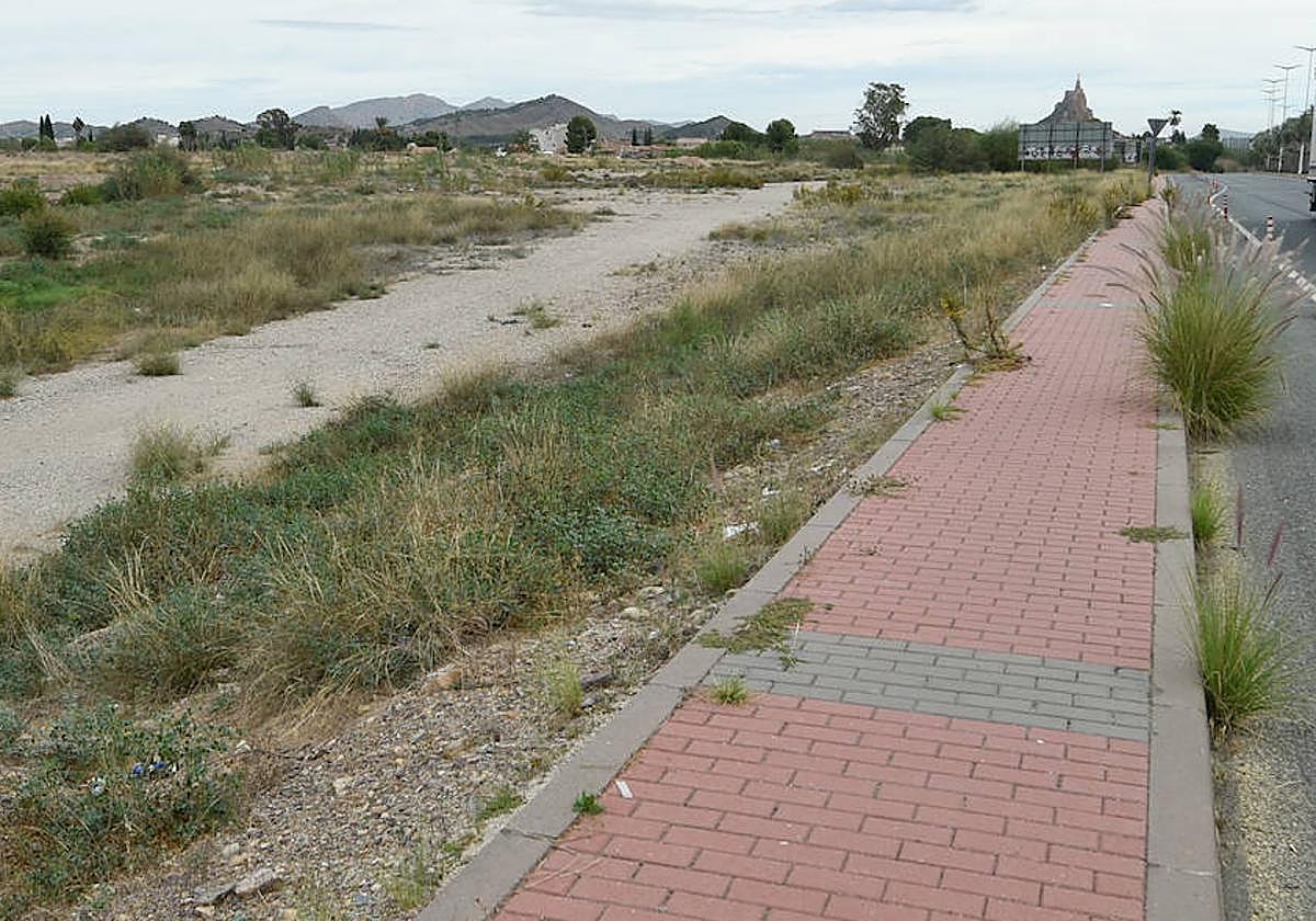 Terrenos situados en la avenida Reino de Murcia, cerca de la Plaza de los Cubos, elegidos para la construcción de la nueva ciudad deportiva grana.