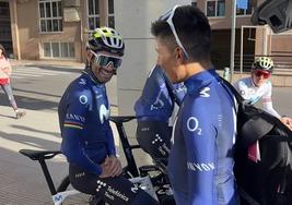 Alejandro Valverde con Nairo Quintana, la semana pasada en Calpe.