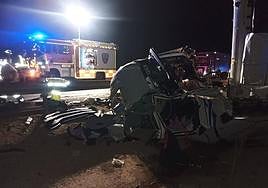 Estado en que quedó el vehículo en el que viajaba el camionero fallecido.