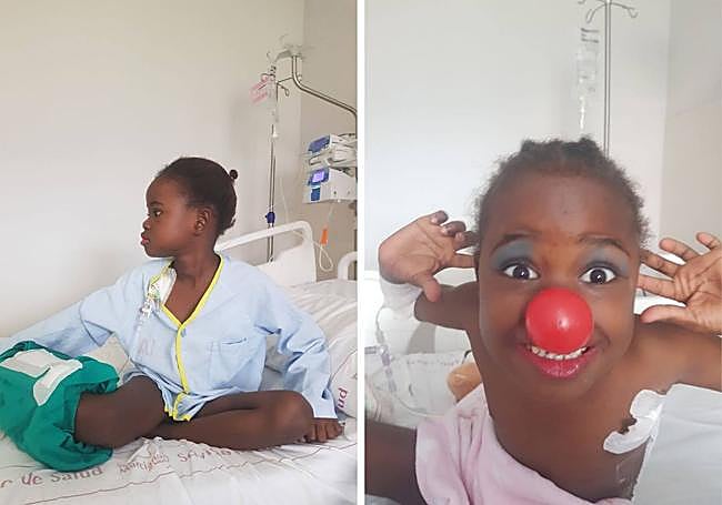 En el hospital Virgen de La Arrixaca tras la intervención quirúrgica. A pesar de las dificultades, Kadilla no pierde nunca la sonrisa.