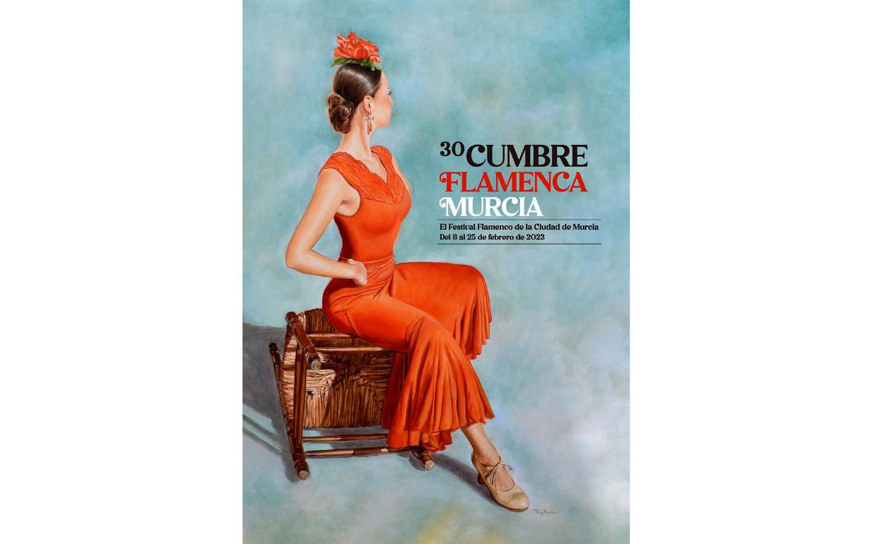 Cartel obra de Perla Fuertes para la 30 Cumbre Flamenca de Murcia. 