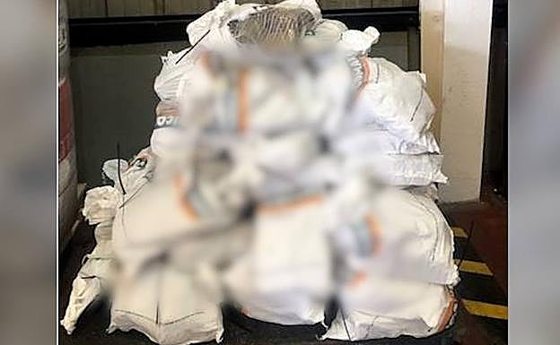Imagen de los kilos de Hachís incautados. 