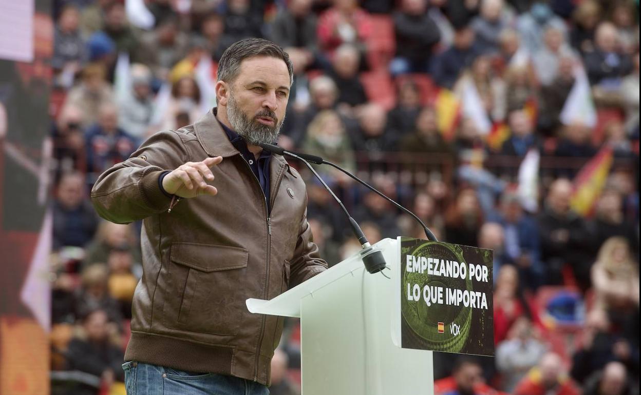 Santiago Abascal, en el acto celebrado este domingo en Murcia. 