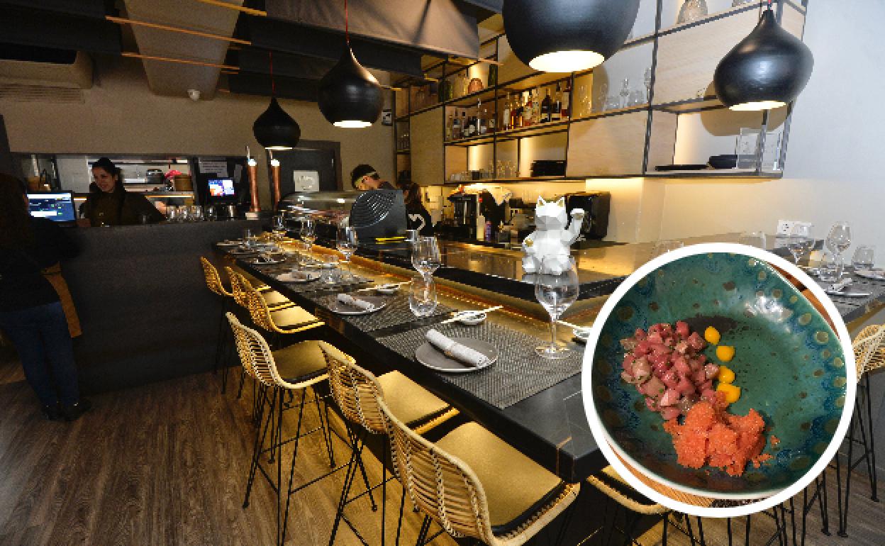 Barra del restaurante Kokoro, donde se preparan los platos al momento. 