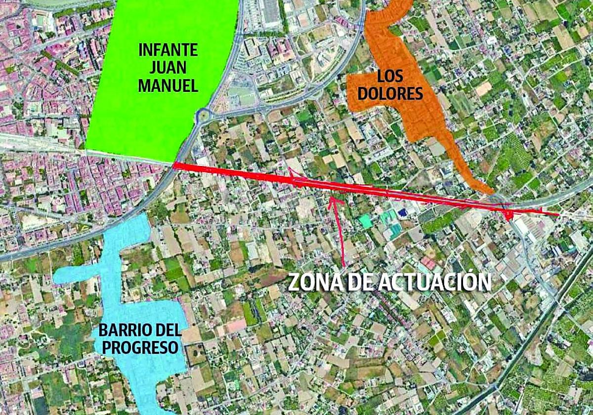 Los jardines de lluvia del bulevar sur de Murcia harán frente a la zona inundable