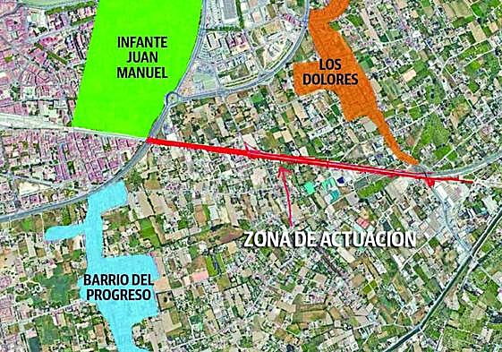 Los jardines de lluvia del bulevar sur de Murcia harán frente a la zona inundable