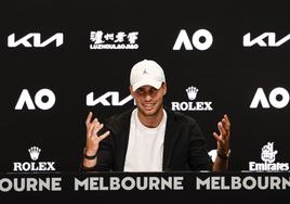 Carlos Alcaraz, durante su comparecencia de este sábado en Melbourne.