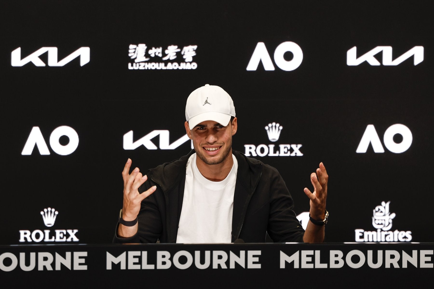 Carlos Alcaraz, durante su comparecencia de este sábado en Melbourne.