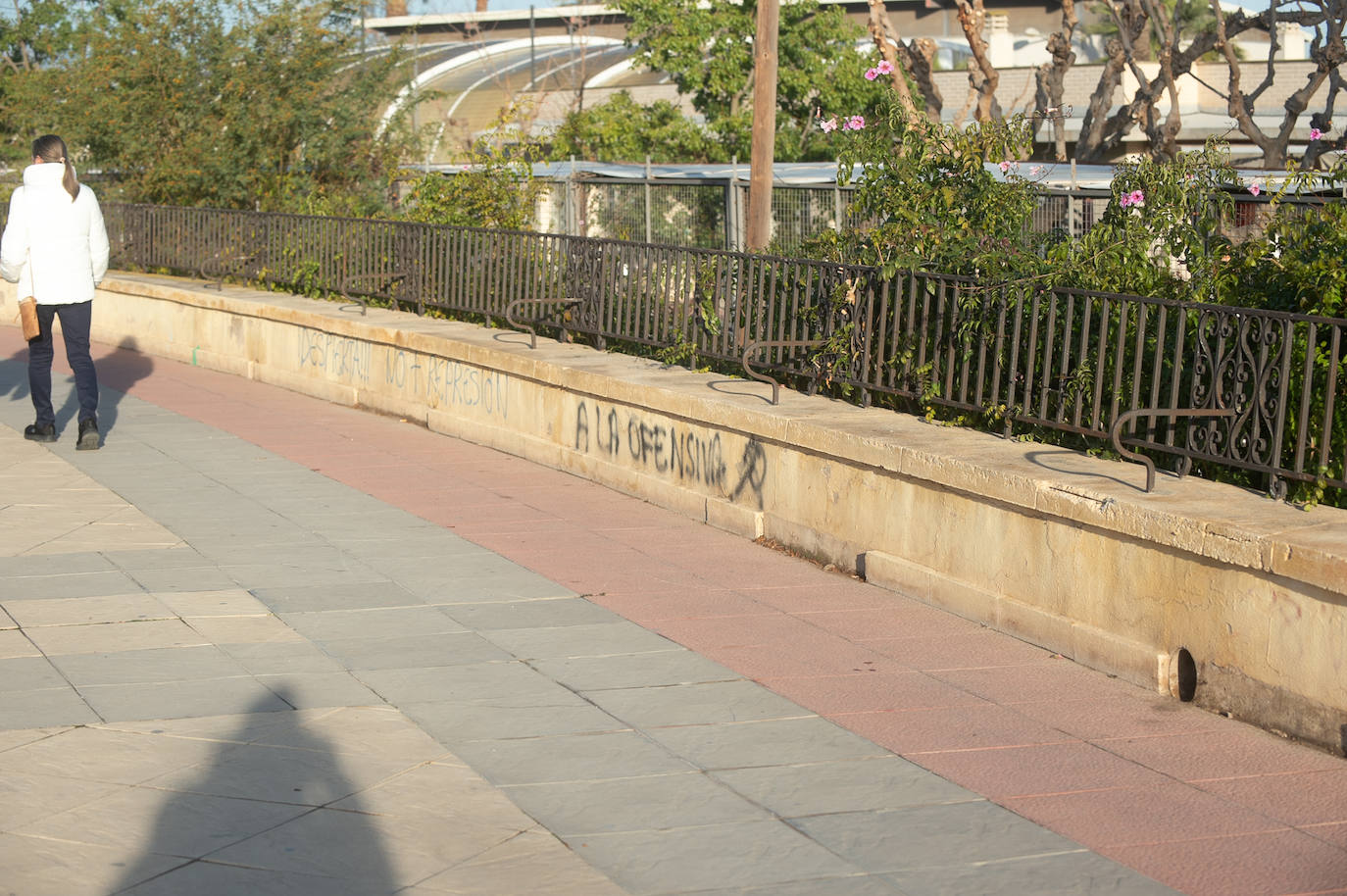 Las imágenes de las pintadas y desperfectos del Malecón de Murcia