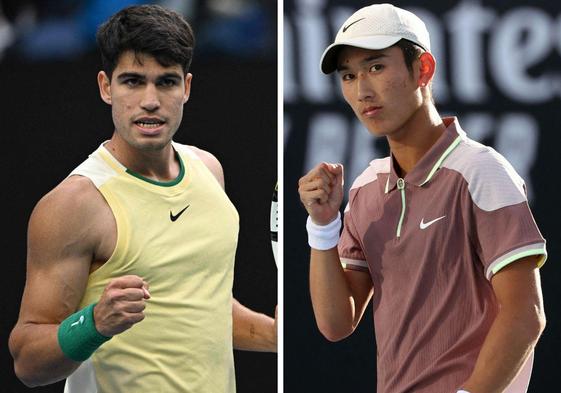 Carlos Alcaraz y Shang Juncheng, rivales este viernes en la tercera ronda del Open de Australia.