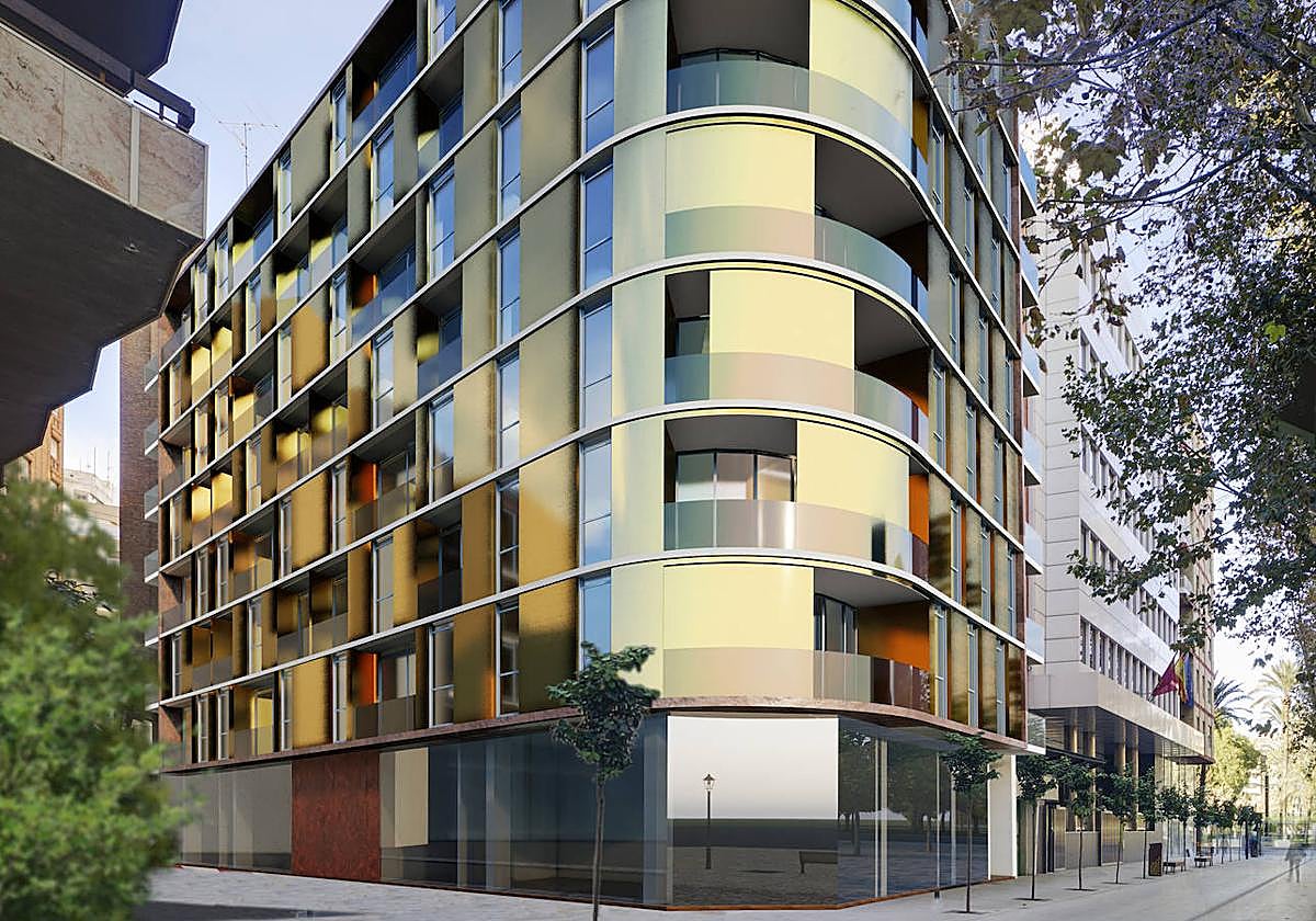 Recreación del edificio, en el cruce de Alfonso X y la calle Lepanto.