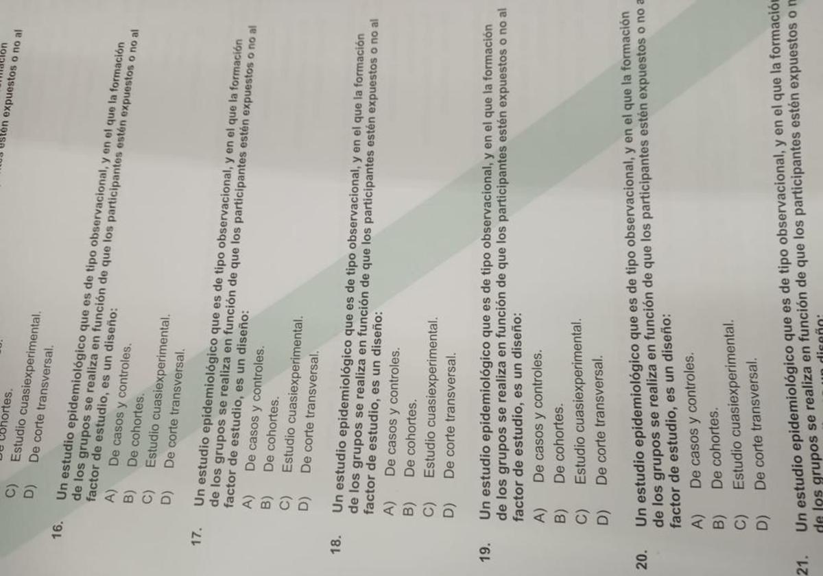 Una página del examen afectado por el error de impresión.