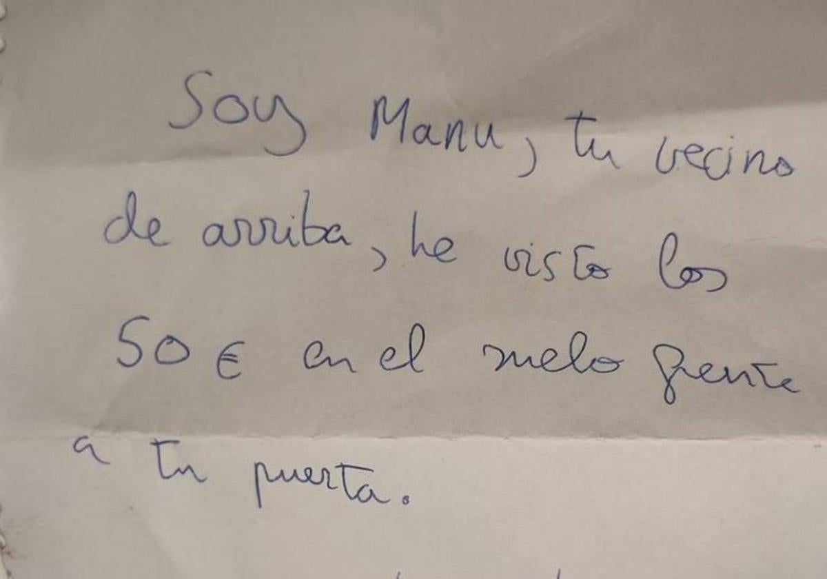 El dulce detalle de su vecino por devolverle 50 euros que se le habían caído.