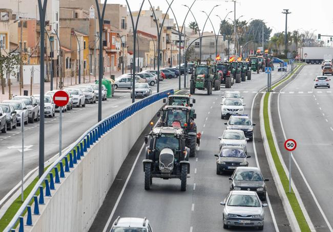 La tractorada, este martes, en Lorca.