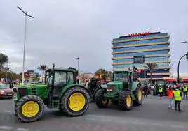 Algunos tractores, este martes, que ya han llegado a Murcia.