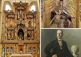 Principal templo de la Diócesis de Cartagena. Retablo del altar mayor de la catedral de Murcia, cuya imaginería realizó Palao entre los años 1867 y 1868. Nuestra Señora de la Piedad (1871) en su retablo de la Real Capilla de Santa Isabel de Portugal (vulgo San Cayetano) de Zaragoza. Retrato de Antonio Palao Marco, pintado por su hijo Luis en 1885.