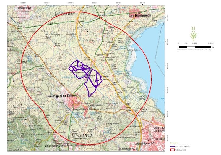 Mapa adjunto a la encuesta de participación ciudadana publicada por el Ayuntamiento de San Miguel de Salinas.