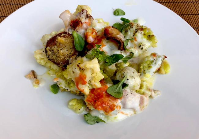 Romanesco al horno con setas.