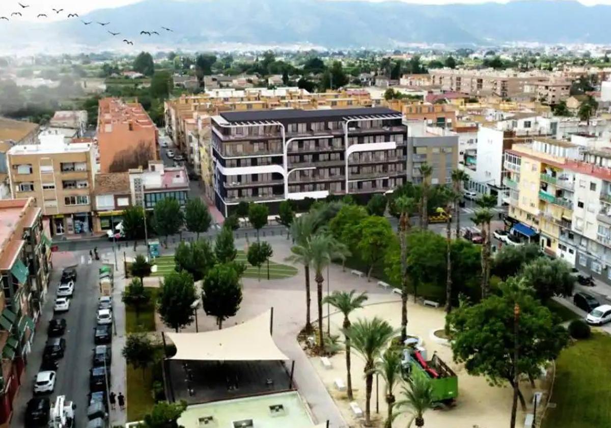 Aspecto que tendrá el edificio proyectado por Urbamusa para su desarrollo en régimen de cooperativa en la pedanía de Puente Tocinos.