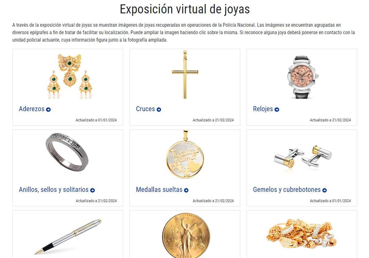 Página web en la que recuperar las joyas.