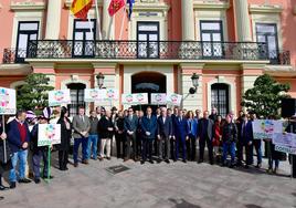 Concentración de Consumur y otras organizaciones en el Ayuntamiento de Murcia, este miércoles.