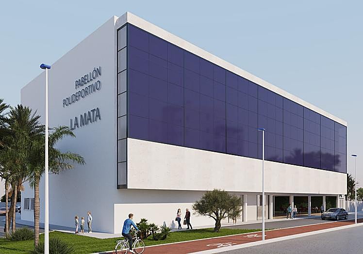 Nuevo acabado de la fachada principal del pabellón.