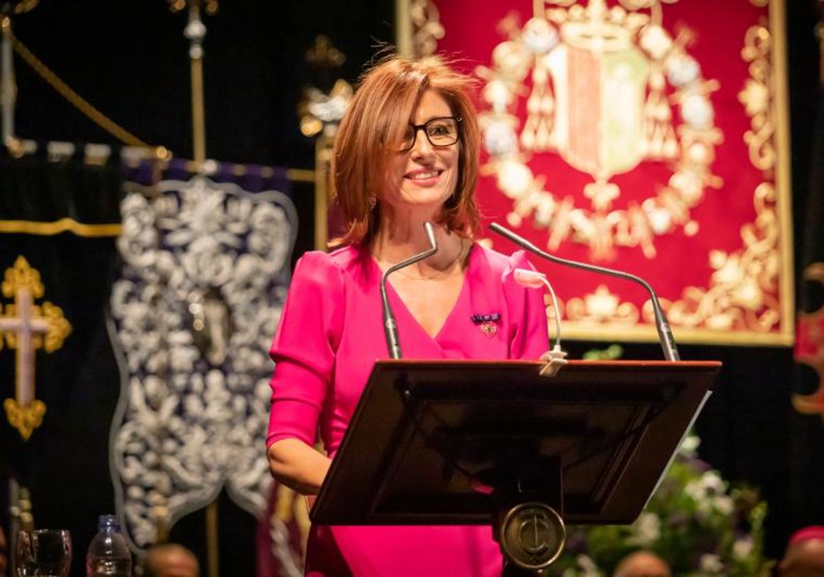 La exalcaldesa Mónica Lorente, durante la glosa de su pregón.