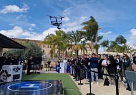 Demostración durante la inauguración del 'UCAM Drone Hub', situado en el Campus de Murcia.