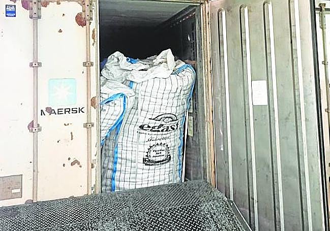 Mercancía en un contenedor inspeccionado.