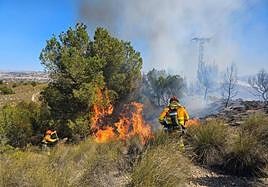 El incendio, este martes, en Javalí Nuevo.