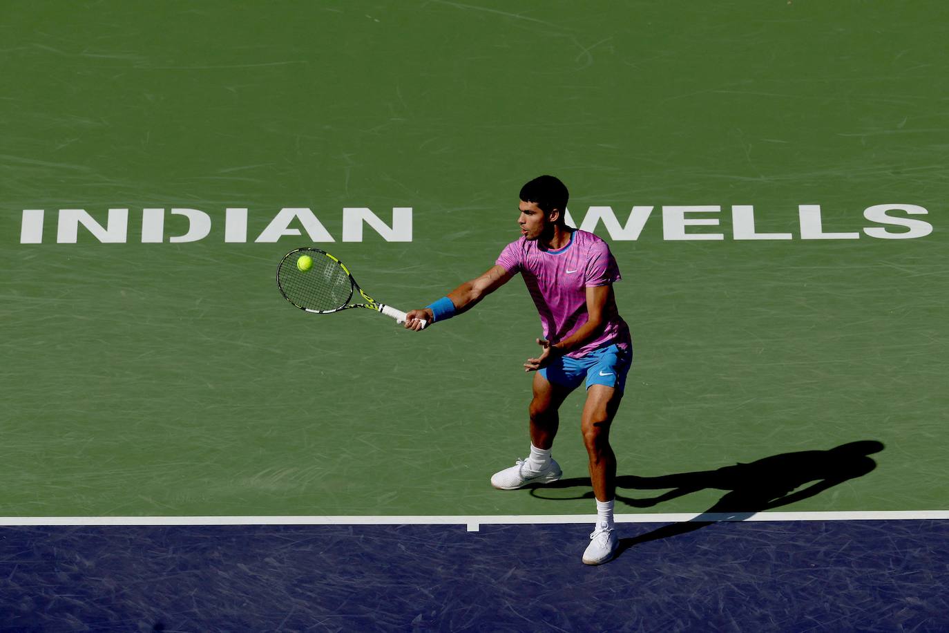 La victoria de Carlos Alcaraz ante Zverev tras la invasión de abejas en Indian Wells, en imágenes