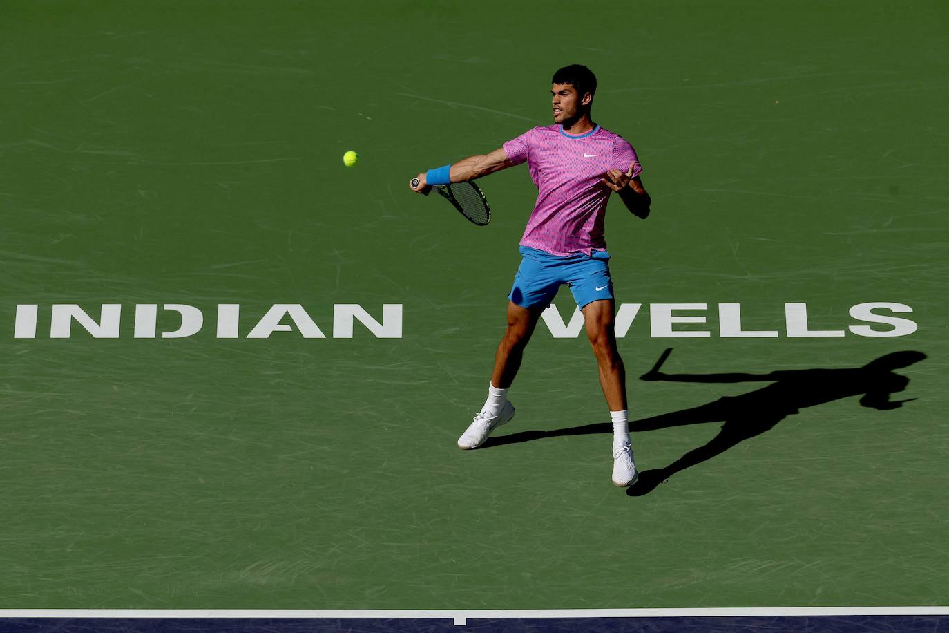 La victoria de Carlos Alcaraz ante Zverev tras la invasión de abejas en Indian Wells, en imágenes