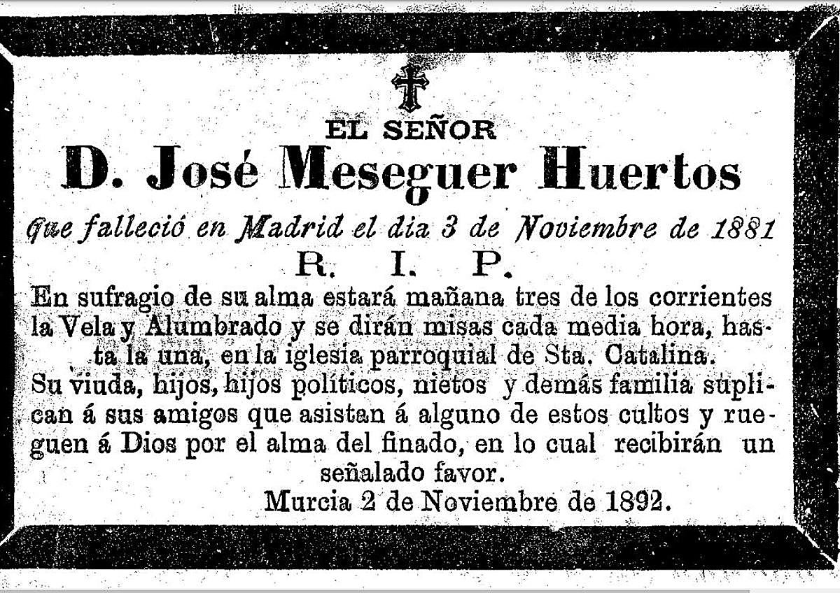 Imagen secundaria 1 - 1. 'El Diario de Murcia' aún publicaba en 1892 una esquela para recordar al famoso doctor. 2. En 1873. Noticia de la creación de la Cruz Roja en Murcia. 