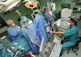 Sanitarios durante una intervención quirúrgica en La Arrixaca.