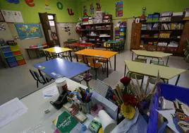 Un aula de un colegio infantil, en imagen de archivo.