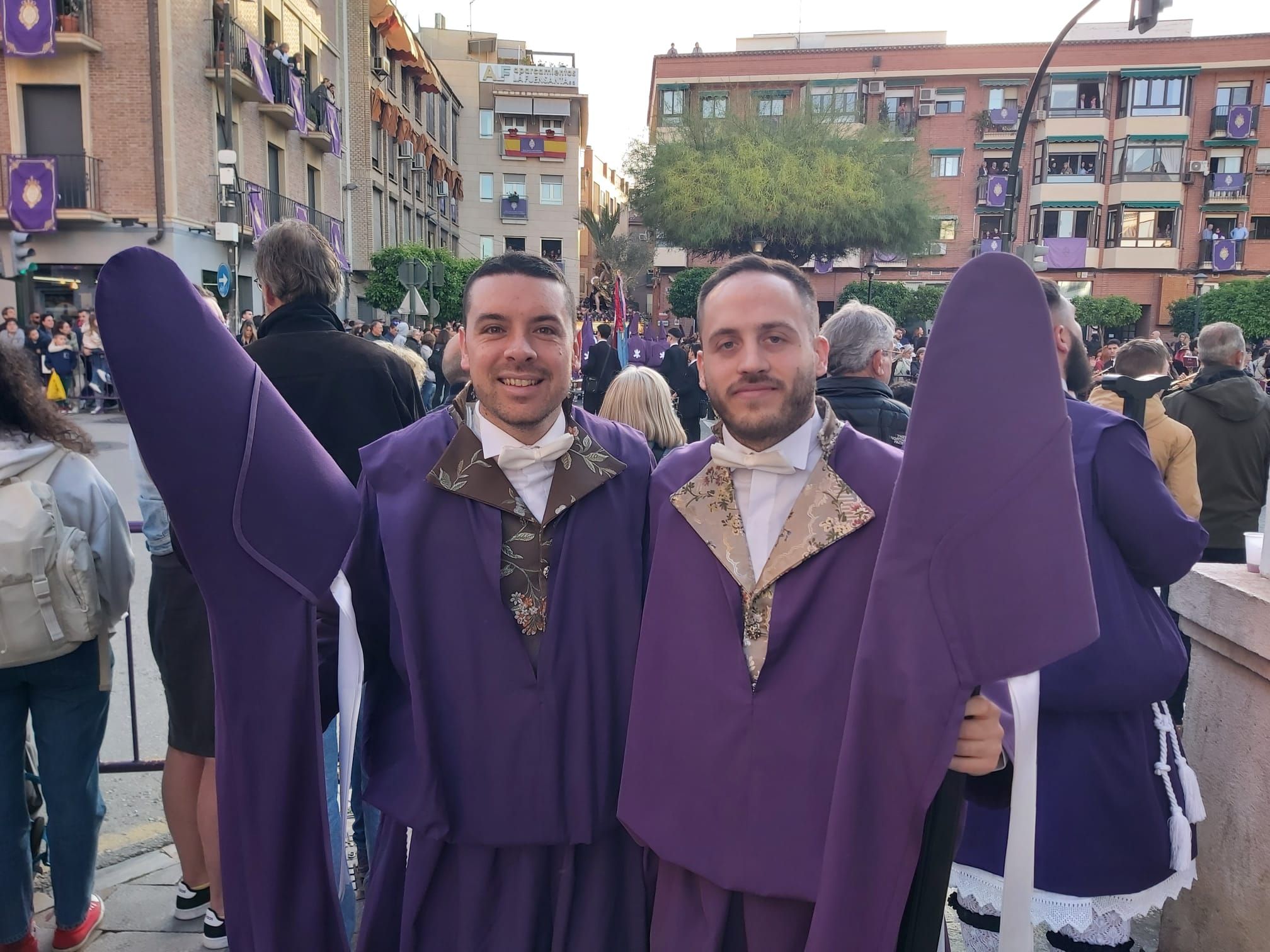 Víctor García and Carlos Marín, this Friday, before the procession.